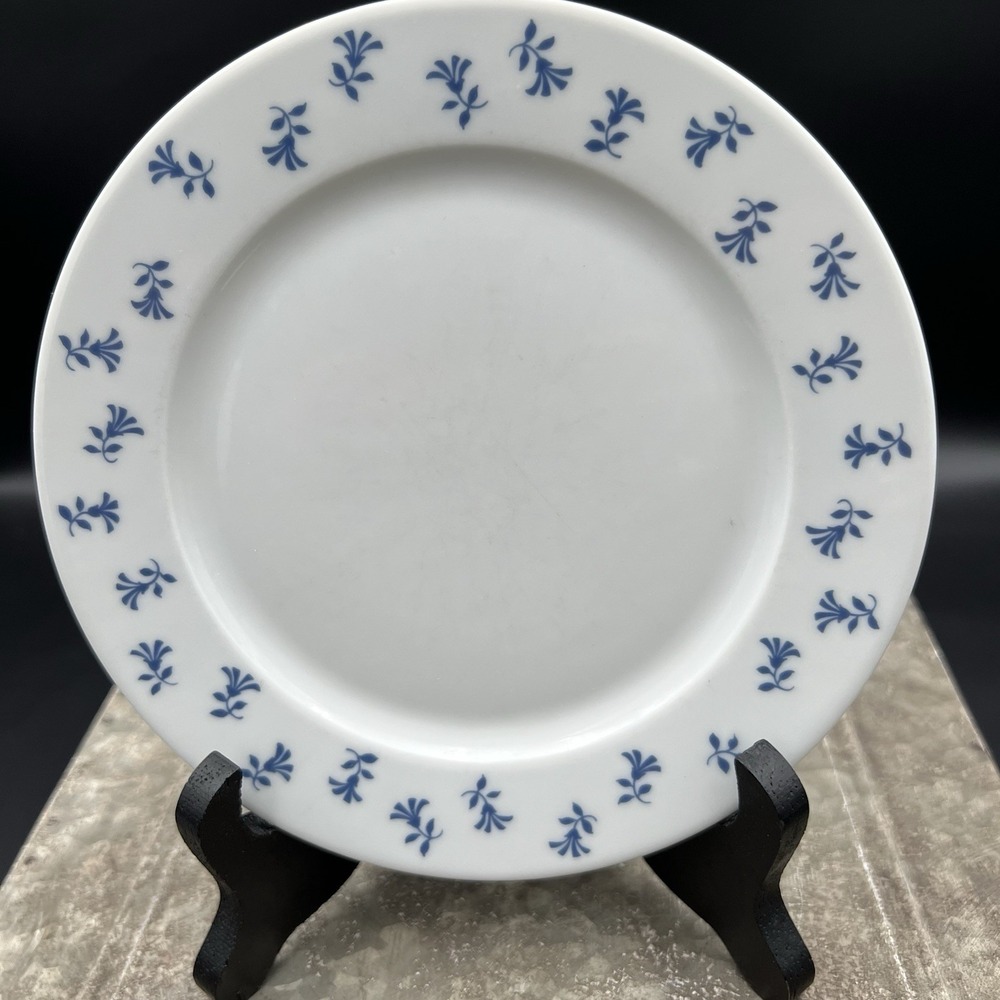 Vintage Pillivuyt France Porcelain Blue Flower Sprigs Bread Dessert Plate 6.5"